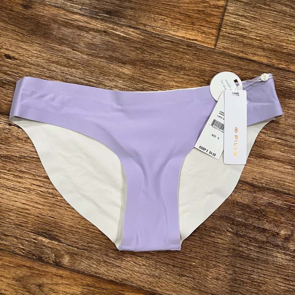 NWT Pilyq Lavender Reversible Bikini Bottoms Full Coverage Small